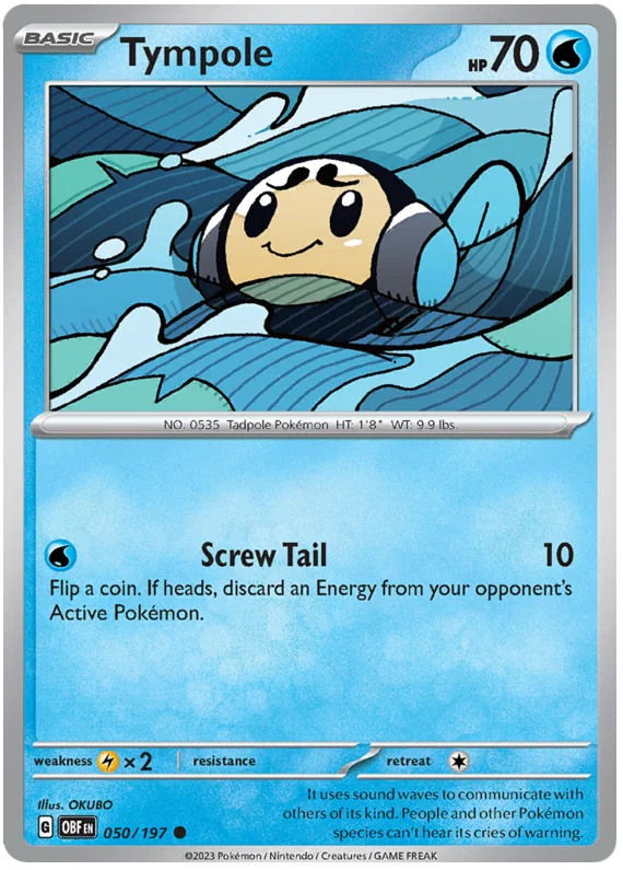 Tympole common kaart #050 uit de Pokémon Obsidian Flames set