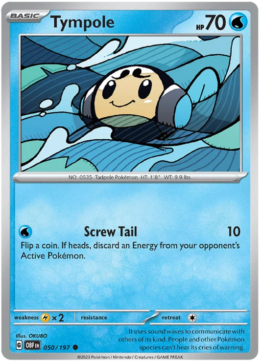 Tympole common kaart #050 uit de Pokémon Obsidian Flames set