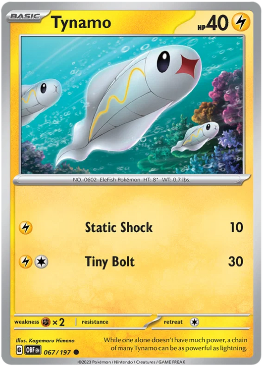 Tynamo common Pokémon kaart #067 uit de Obsidian Flames set