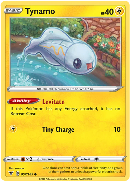 Tynamo common Pokémon kaart nummer 057/185 uit de Vivid Voltage set