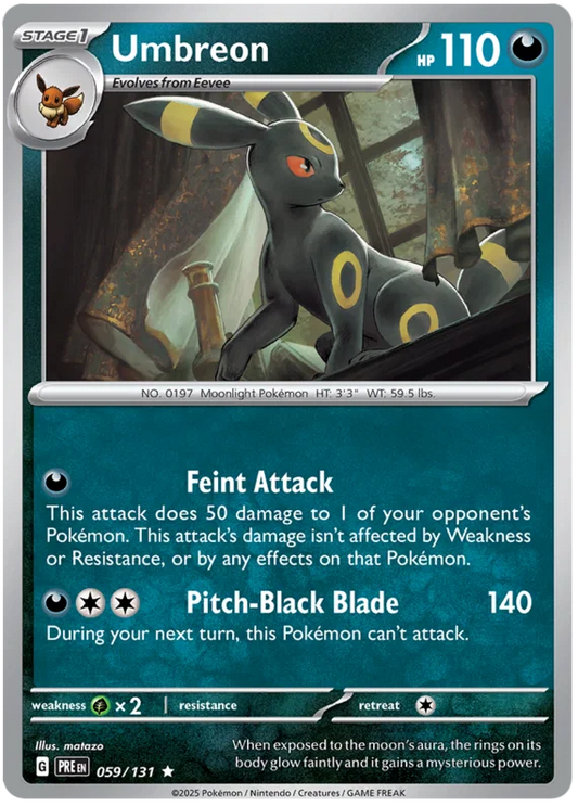 Umbreon Holo #059 losse kaart uit de Pokémon Prismatic Evolutions set