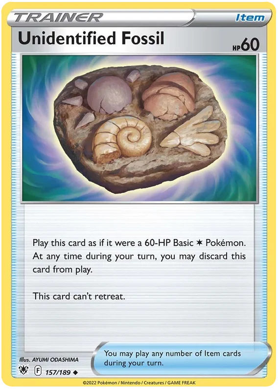 Unidentified Fossil trainerkaart uit Pokémon Astral Radiance, common #157/189