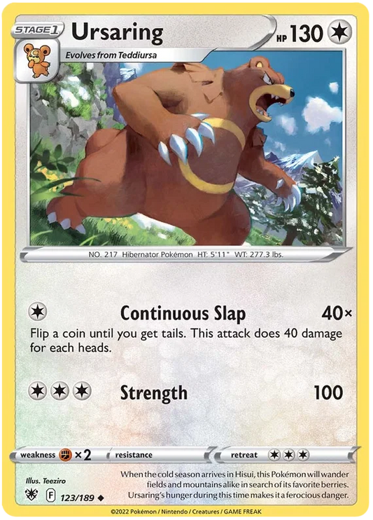 Ursaring common kaart nummer 123/189 uit de Pokémon Astral Radiance set