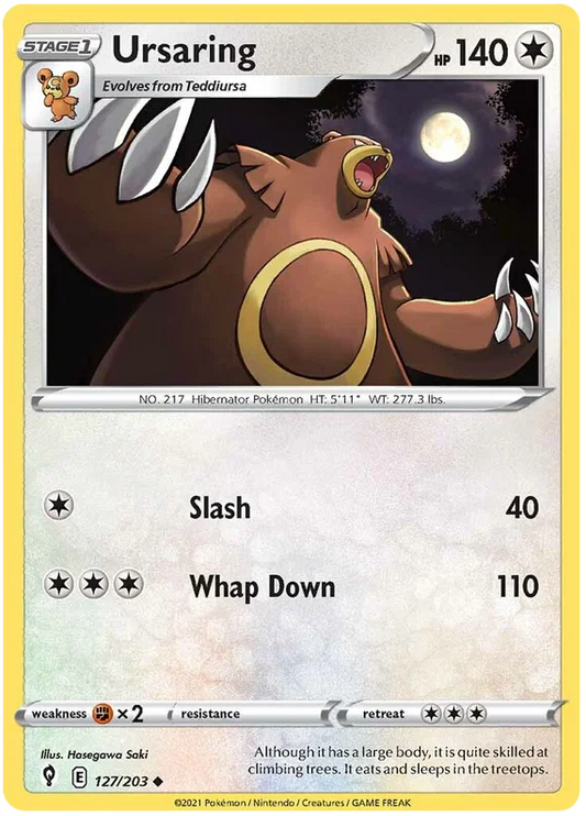 Ursaring common kaart 127/203 uit de Pokémon Evolving Skies set
