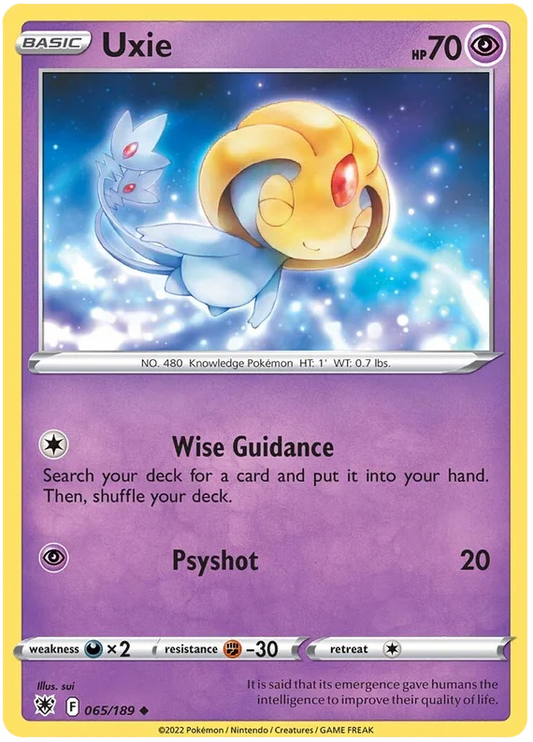 Uxie common Pokémon kaart nummer 065/189 uit de Astral Radiance set