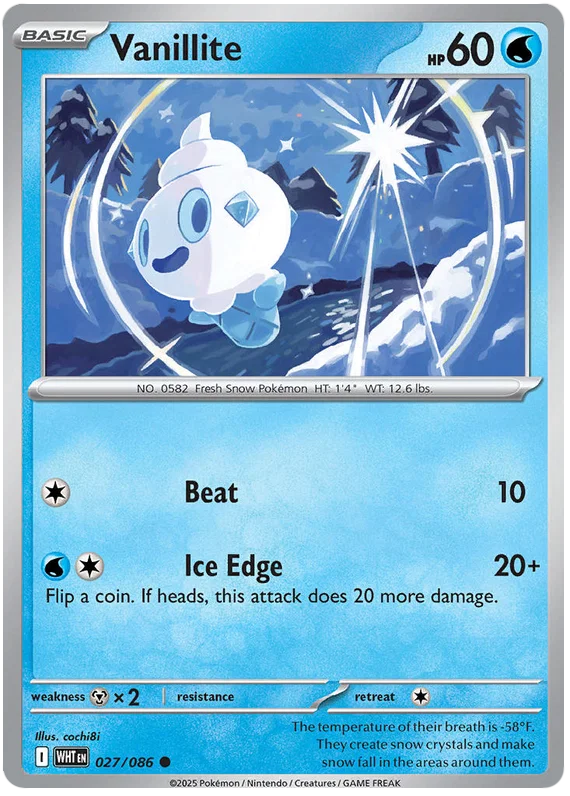 Pokémon Vanillite #027 common kaart uit de White Flare set