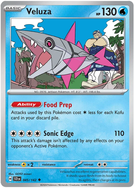Pokémon Veluza common kaart nummer 045 uit de Stellar Crown set