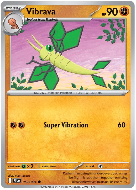 Vibrava common kaart nummer 052 uit de Pokémon Phantasmal Flames set