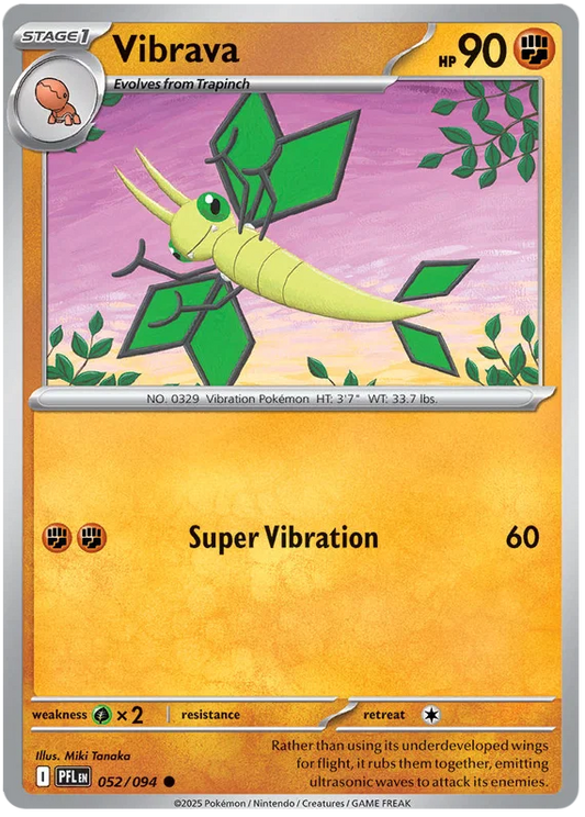 Vibrava common kaart nummer 052 uit de Pokémon Phantasmal Flames set