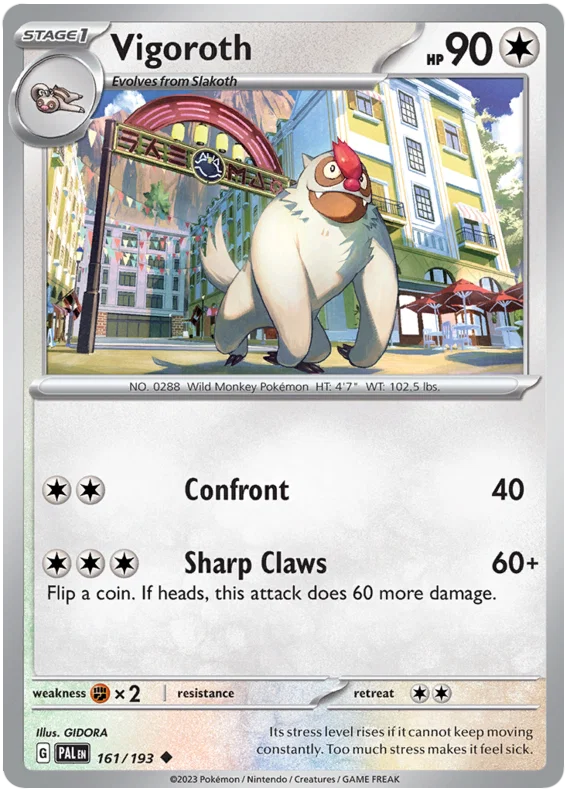Vigoroth #161 common kaart uit de Paldea Evolved Pokémon set