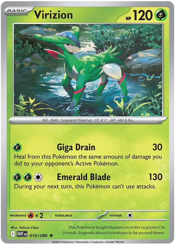 Virizion #010 holo kaart uit de Pokemon White Flare set