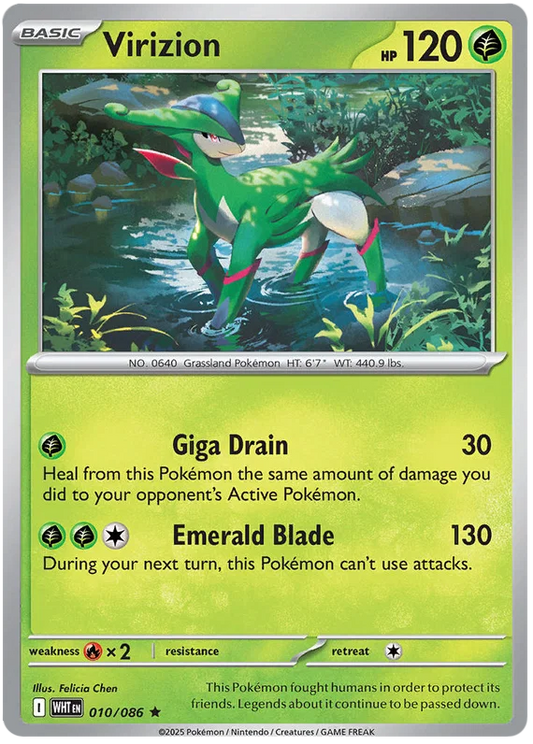 Virizion #010 holo kaart uit de Pokemon White Flare set