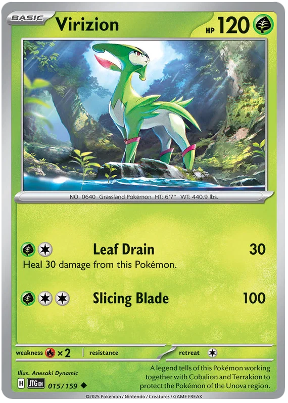 Pokémon Virizion #015 common kaart uit Journey Together set