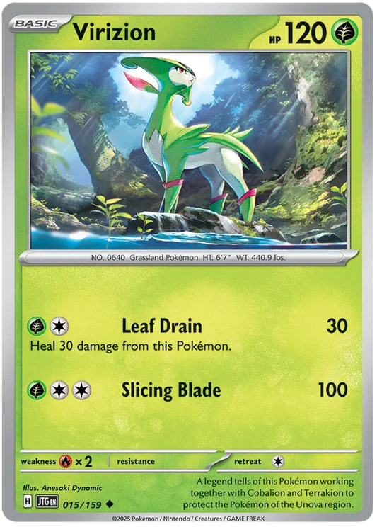 Pokémon Virizion #015 common kaart uit Journey Together set
