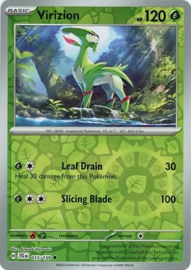 Virizion Reverse Holo kaart #015 uit de Pokémon Journey Together set