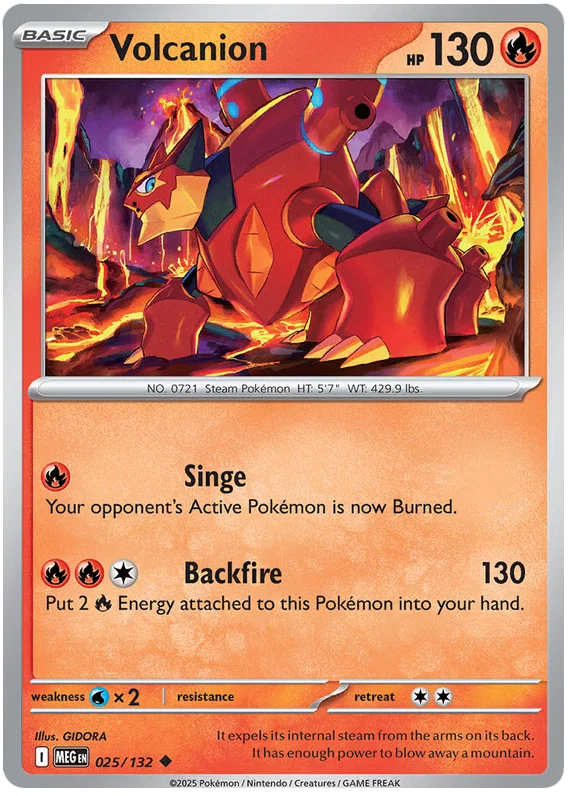 Volcanion common Pokémon kaart nummer 025 uit de Mega Evolution set