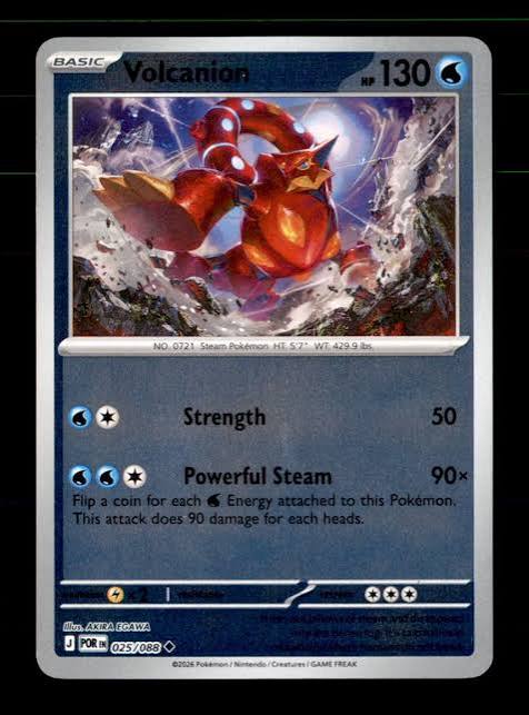 Volcanion Reverse Holo Pokémon kaart nummer 025 uit de collectie