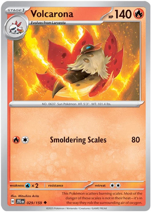 Pokémon Volcarona common kaart nummer 029 uit de Journey Together set