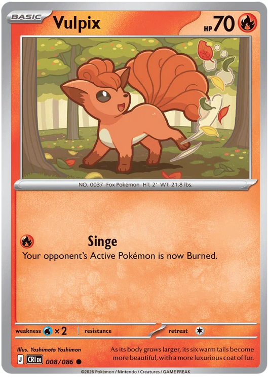 Vulpix common kaart nummer 008 uit de Pokémon Chaos Rising set