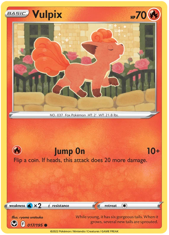 Vulpix common kaart nummer 017 uit de Pokémon Silver Tempest set
