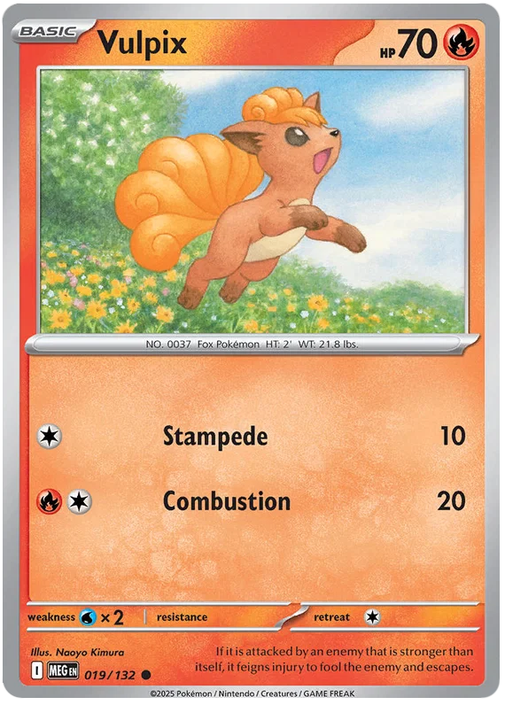 Pokémon Vulpix #019 common kaart uit de Mega Evolution set