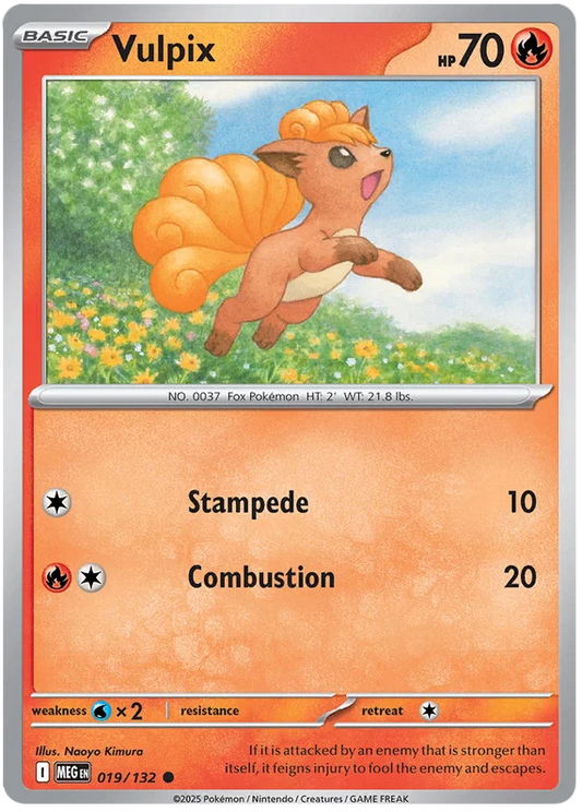 Pokémon Vulpix #019 common kaart uit de Mega Evolution set