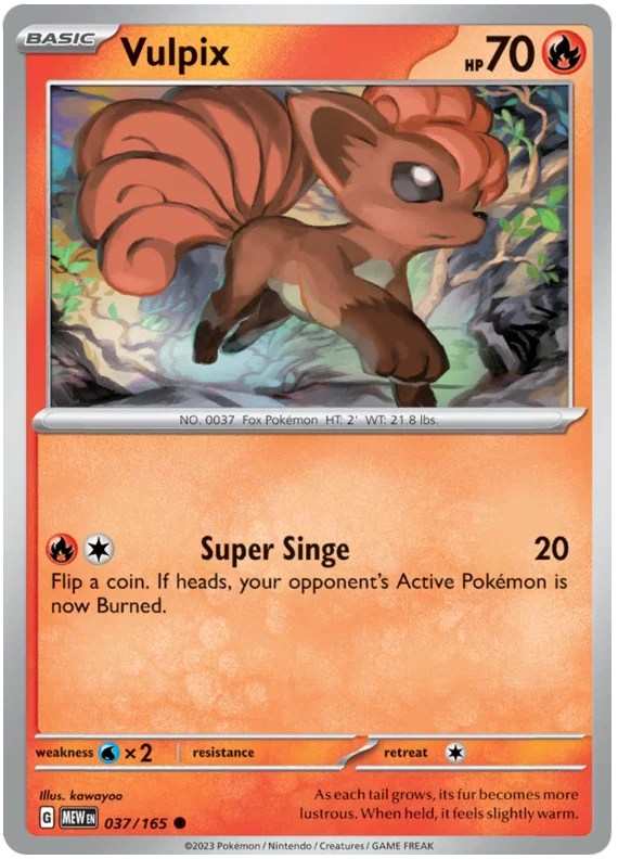 Vulpix common #037/165 losse Pokémon kaart uit de 151 set
