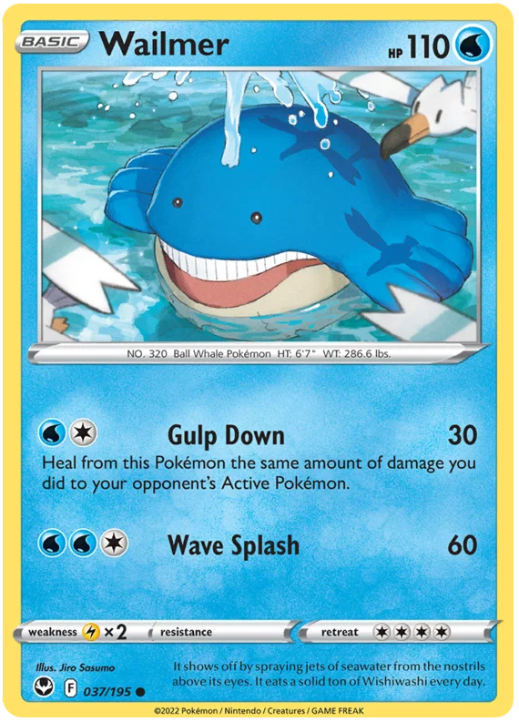 Pokémon Wailmer #037 common kaart uit de Silver Tempest set
