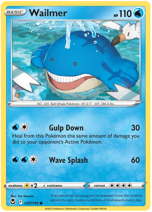 Pokémon Wailmer #037 common kaart uit de Silver Tempest set