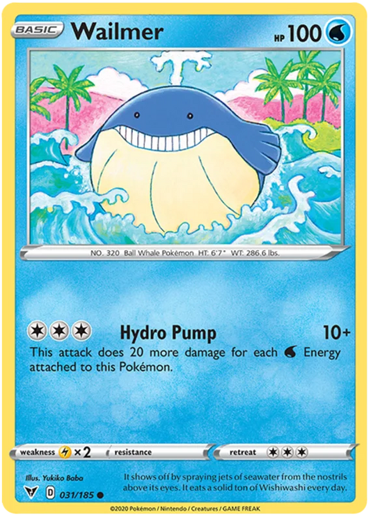 Pokémon Wailmer common kaart 031/185 uit de Vivid Voltage set
