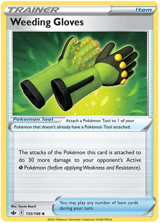 Pokémon Weeding Gloves trainerkaart 155/198 uit Chilling Reign, common item kaart