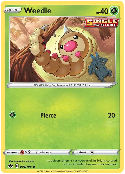 Weedle common kaart 001/198 uit de Pokémon Chilling Reign set