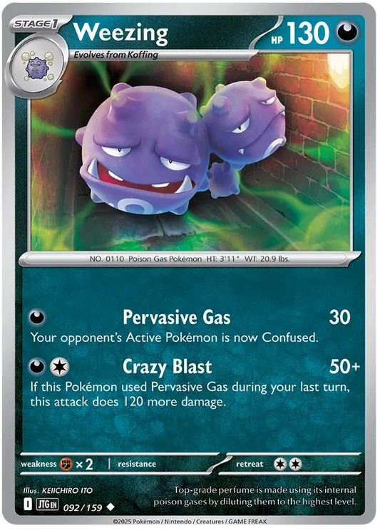Pokémon Weezing #092 common kaart uit de Journey Together set