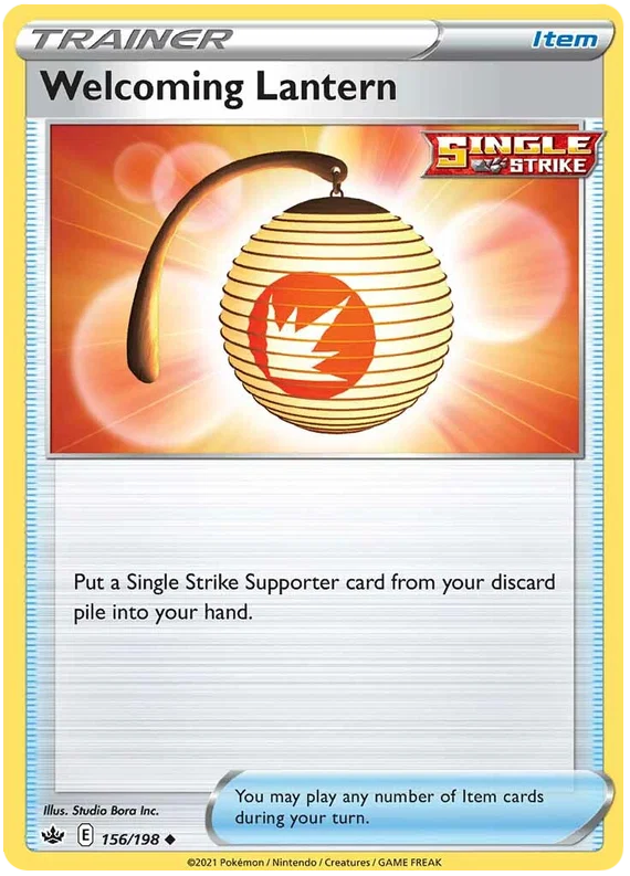 Welcoming Lantern trainer kaart 156/198 uit Pokémon Chilling Reign, common Single Strike item kaart
