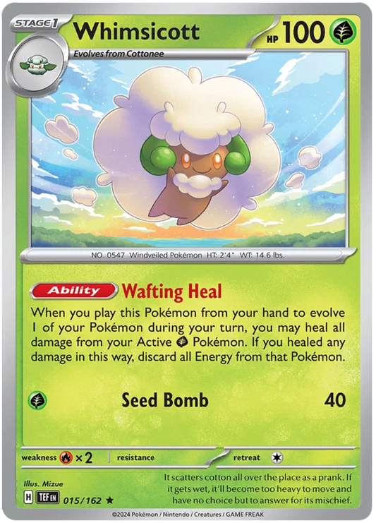 Pokemon Whimsicott Holo kaart nummer 015 uit de set Temporal Forces