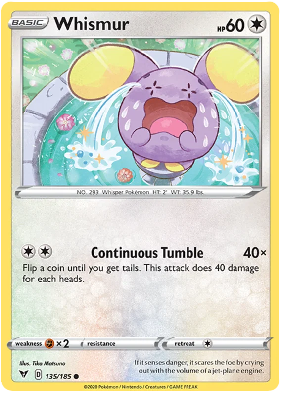 Whismur 135/185 common Pokémon kaart uit de Vivid Voltage set