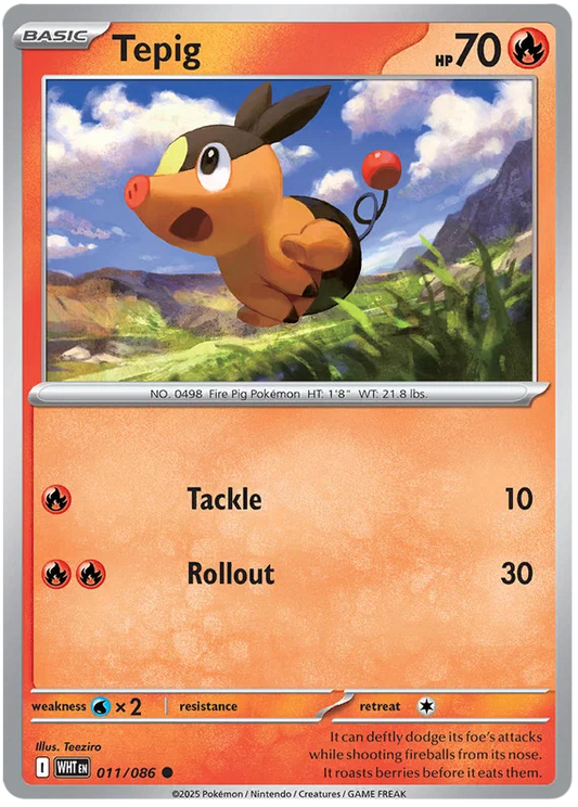 Pokémon White Flare Tepig common losse kaart uit de White Flare set