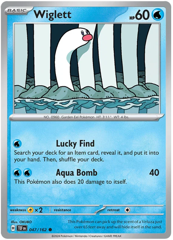 Wiglett common kaart #047 uit de Pokémon Temporal Forces set