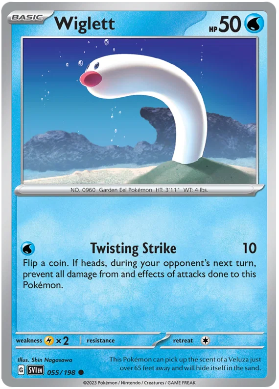 Wiglett common pokemonkaart nummer 055 uit de Scarlet & Violet basisset