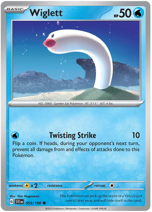 Wiglett common pokemonkaart nummer 055 uit de Scarlet & Violet basisset