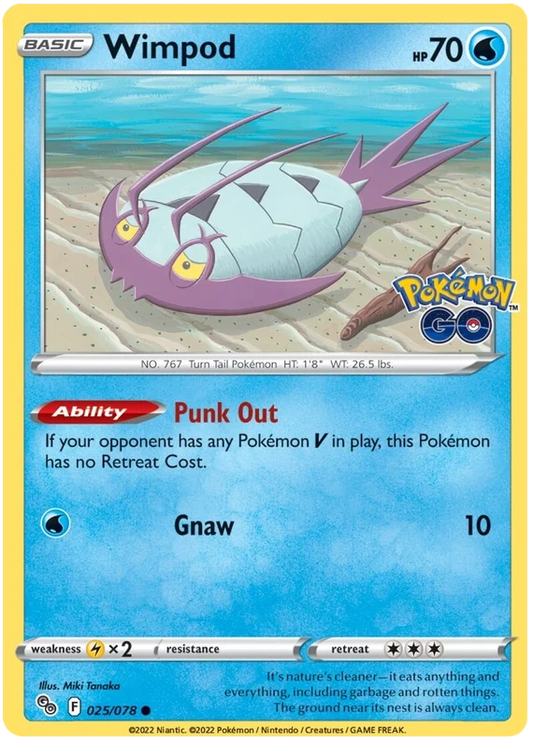 Wimpod #025/078 common Pokémon kaart uit de Pokemon GO set