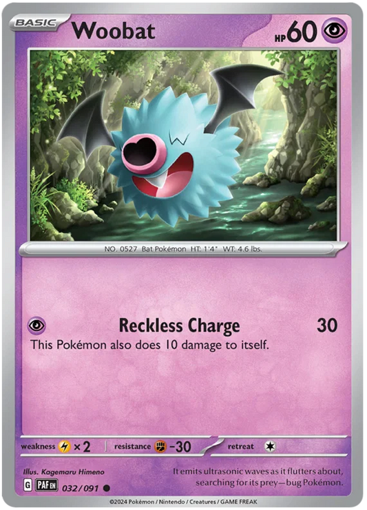 Woobat #032 common uit de Pokémon Paldean Fates set