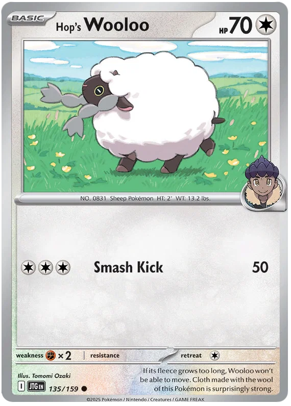 Pokémon Wooloo common kaart nummer 135 uit de Journey Together set