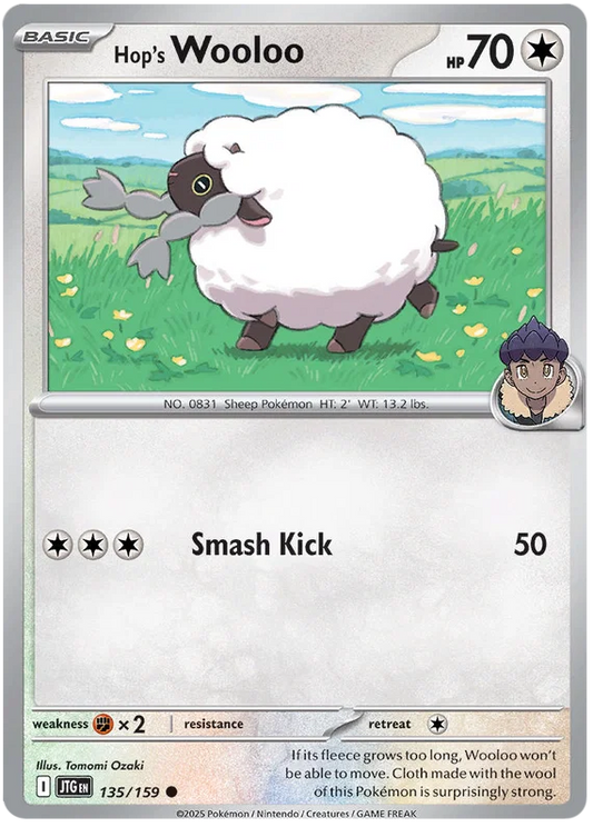 Pokémon Wooloo common kaart nummer 135 uit de Journey Together set