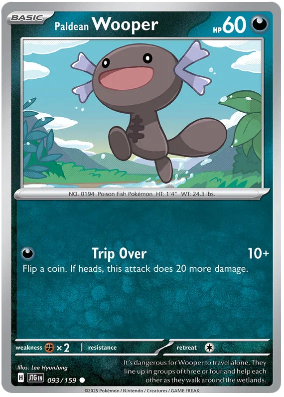 Pokémon Wooper #093 common kaart uit Journey Together set