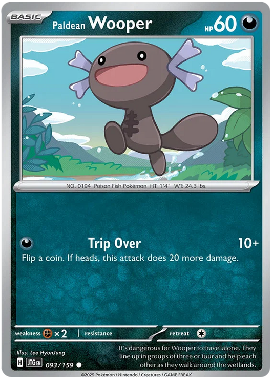 Pokémon Wooper #093 common kaart uit Journey Together set
