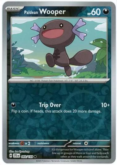 Pokémon Wooper #093 reverse holo kaart uit de Journey Together set