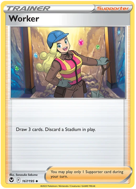Pokémon Worker common trainerkaart #167 uit de Silver Tempest set