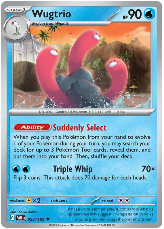 Wugtrio common #053 Pokémon kaart uit de Paradox Rift set