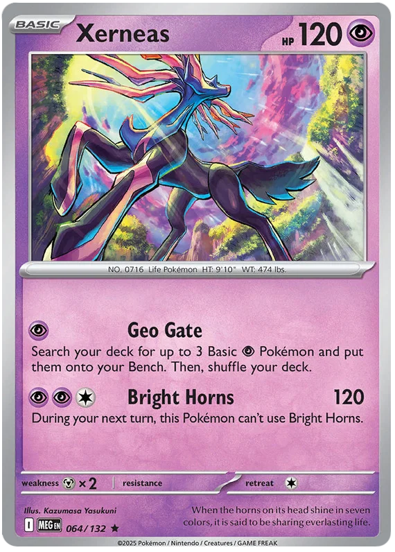 Pokémon Xerneas Holo #064 kaart uit de Mega Evolution set